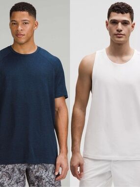 lululemon athletica Navy Short Sleeve Top & White Tank Set
